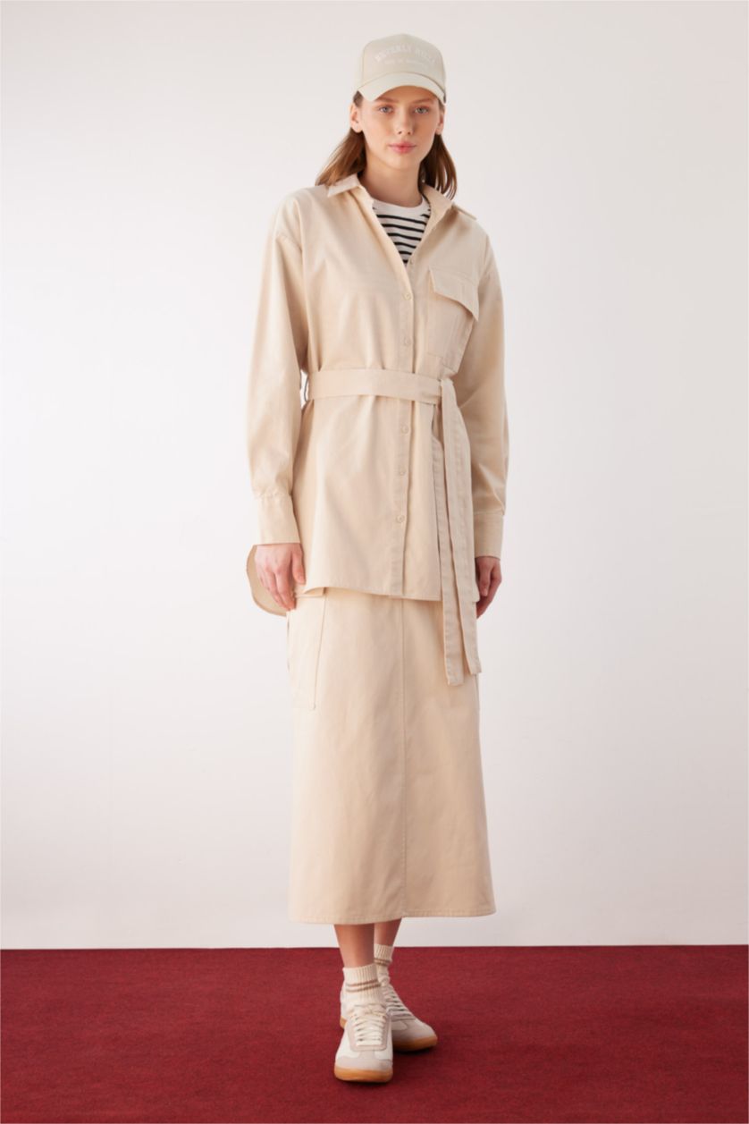 FEMME Beige Jupe La Gabardıne