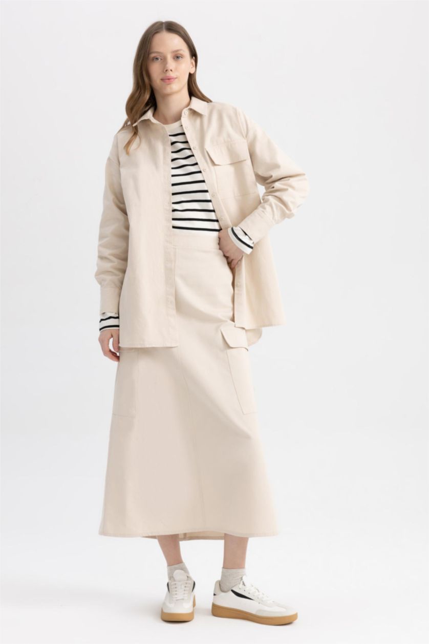 FEMME Beige Jupe La Gabardıne