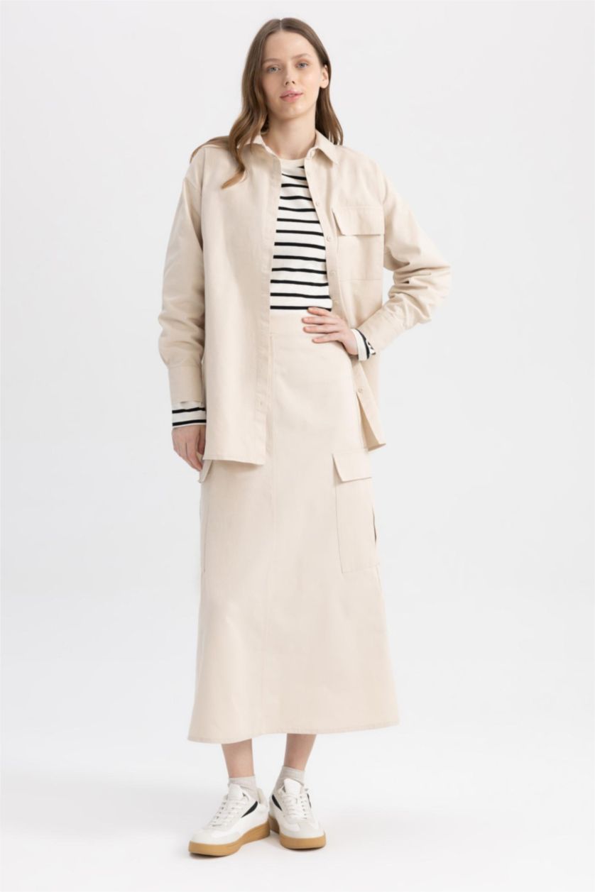FEMME Beige Jupe La Gabardıne