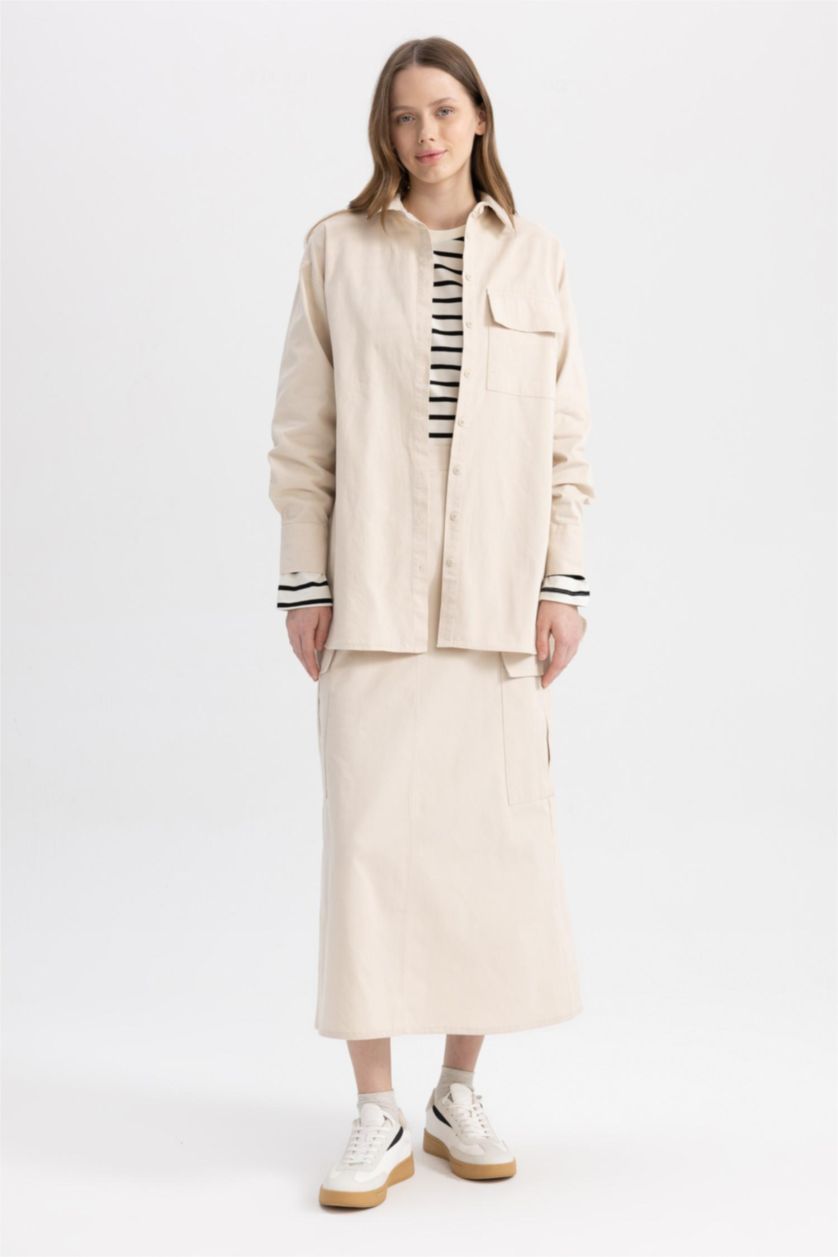 FEMME Beige Jupe La Gabardıne