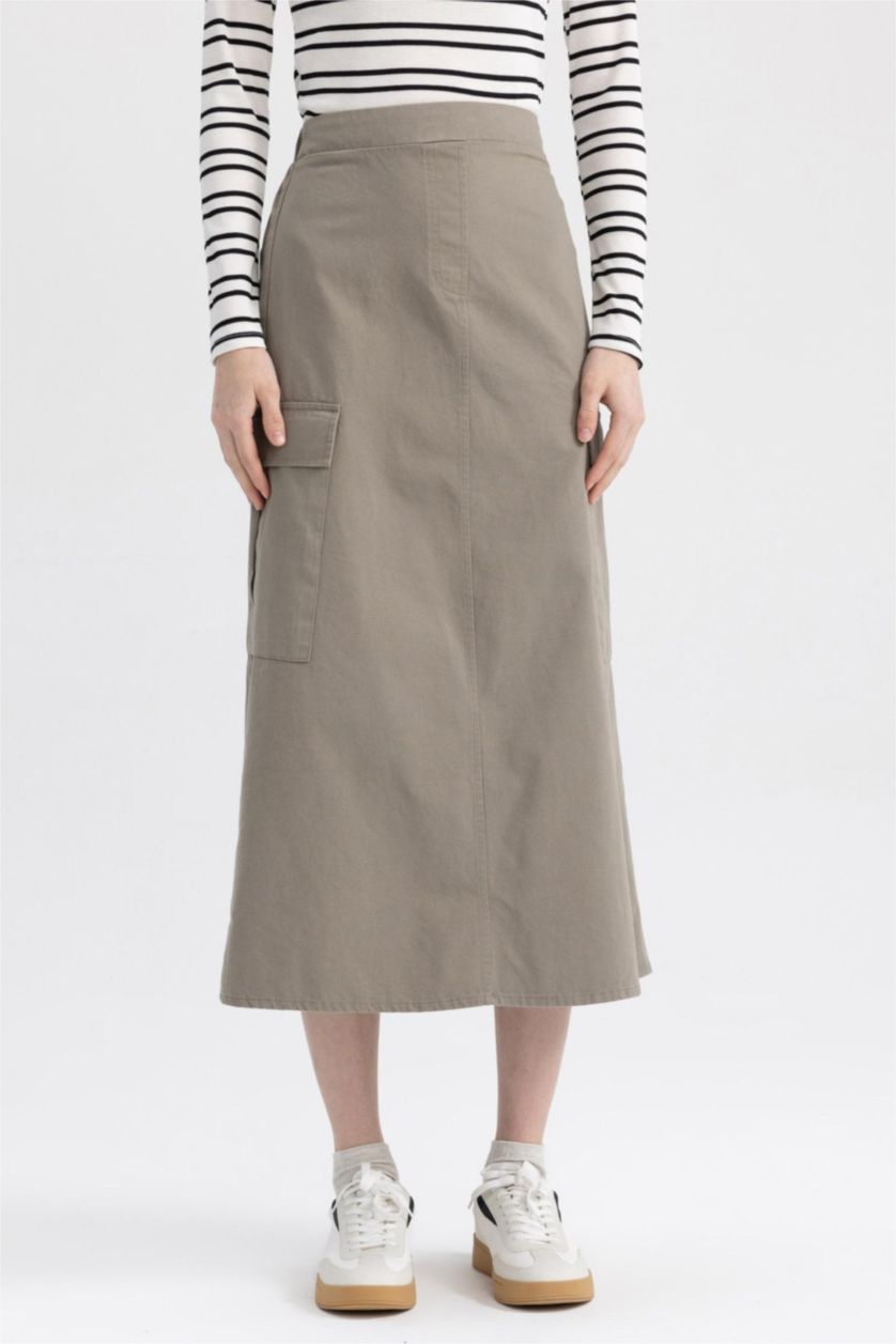 FEMME Kaki Clair Jupe La Gabardıne