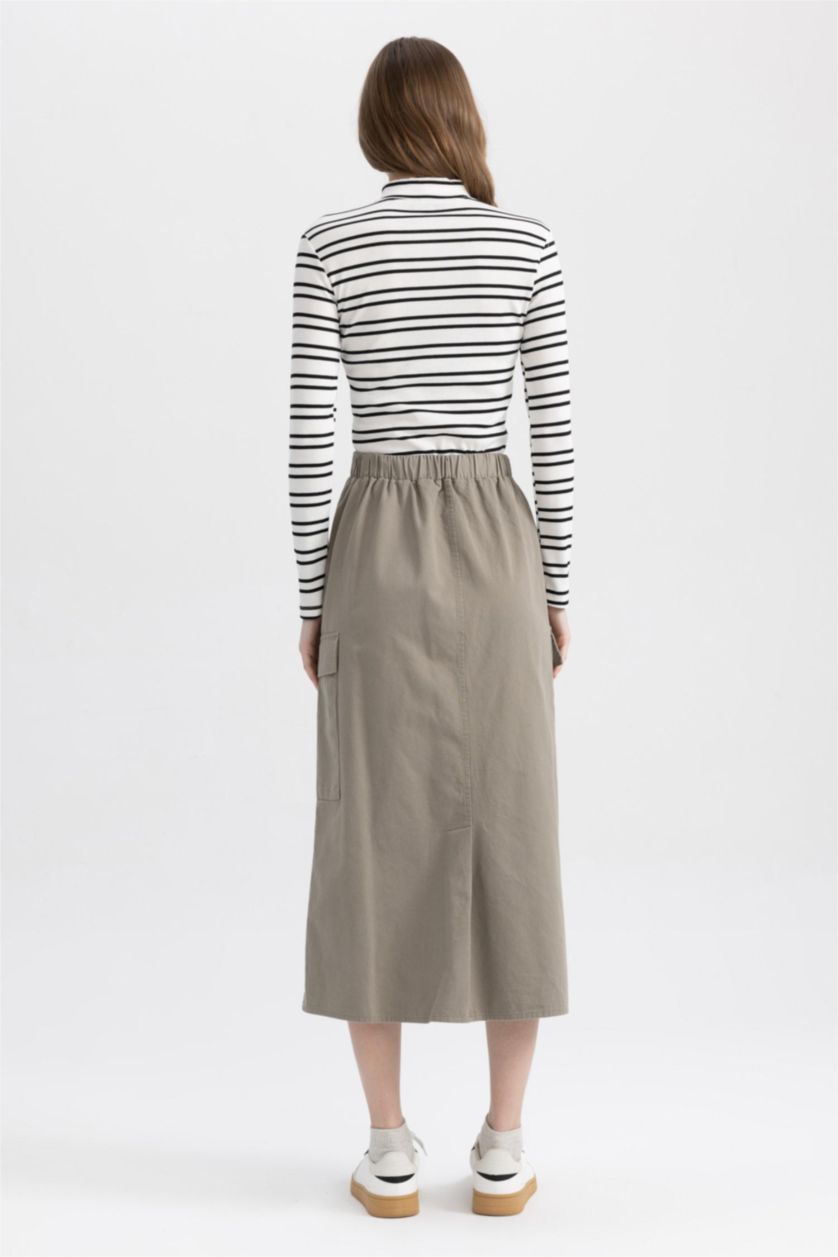 FEMME Kaki Clair Jupe La Gabardıne