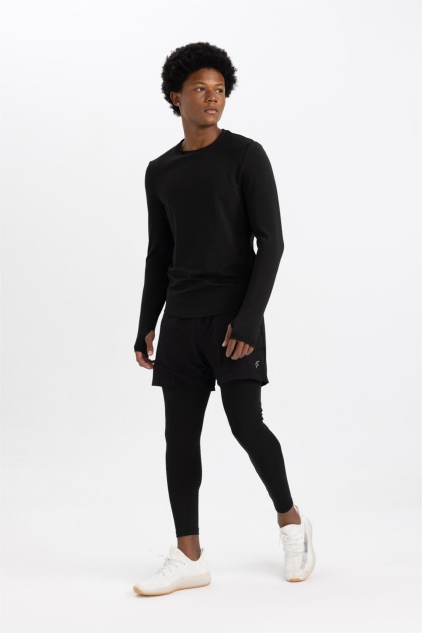 MAN Black DeFactoFit Slim Fit Crew Neck Sports T-Shirt