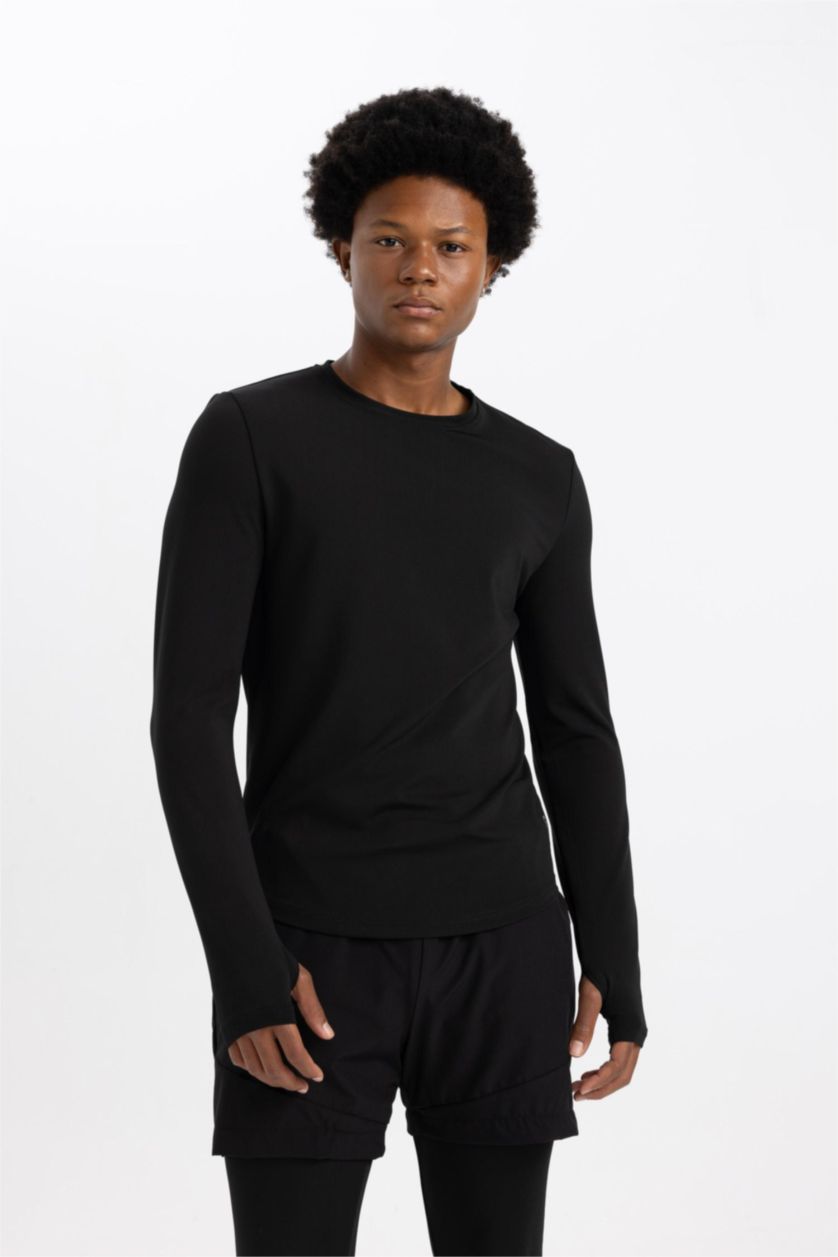 MAN Black DeFactoFit Slim Fit Crew Neck Sports T-Shirt