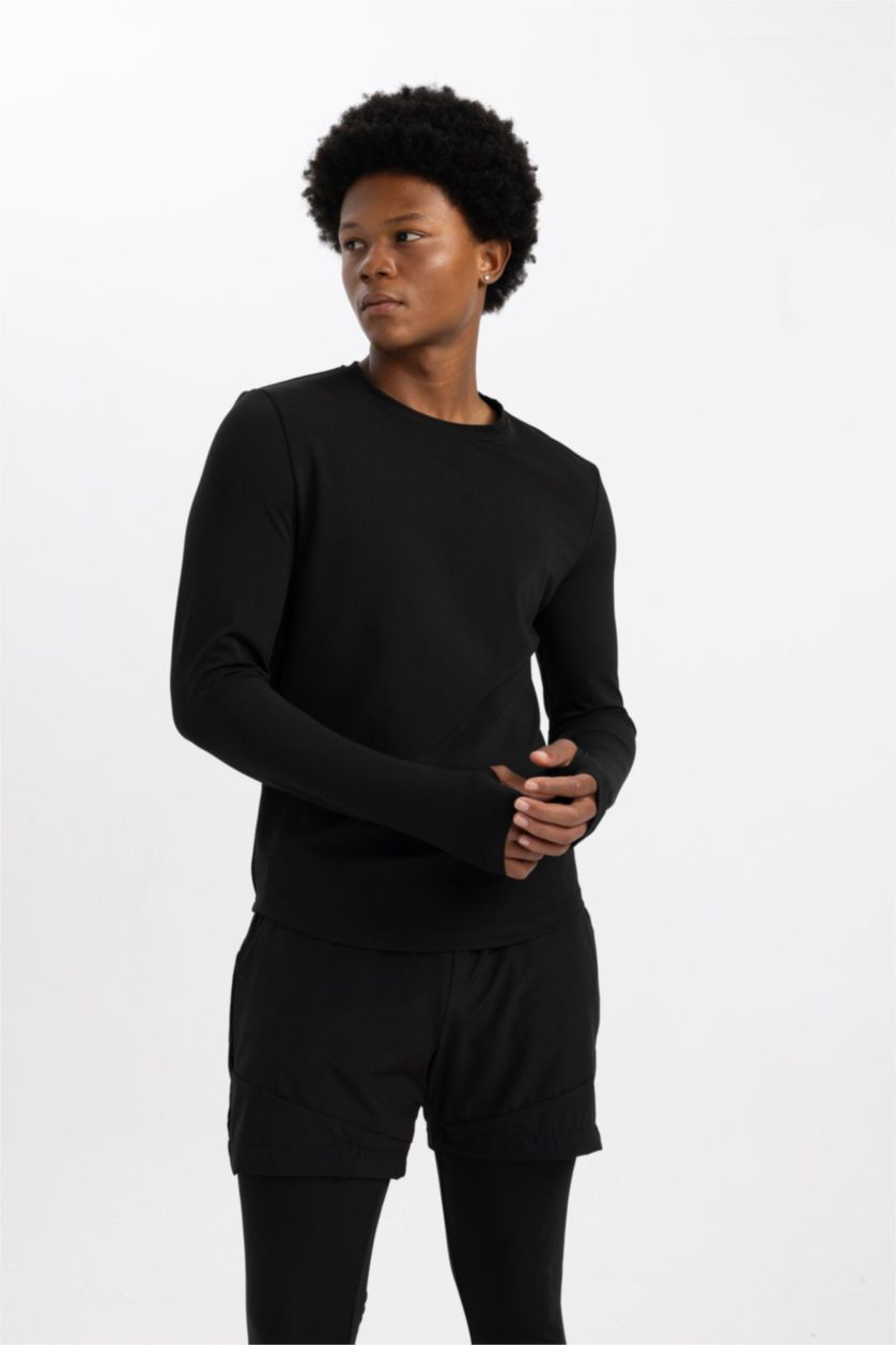 MAN Black DeFactoFit Slim Fit Crew Neck Sports T-Shirt