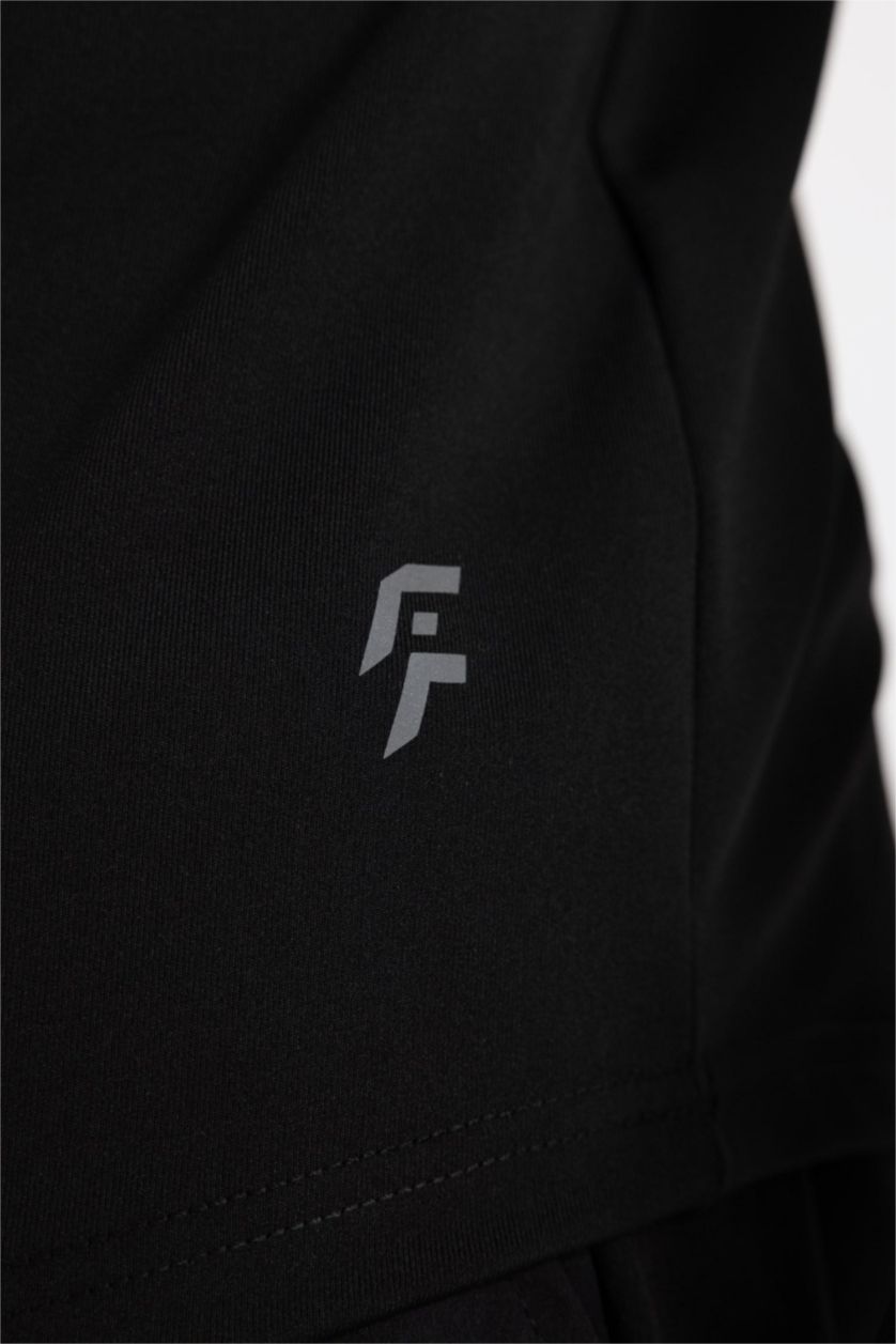 MAN Black DeFactoFit Slim Fit Crew Neck Sports T-Shirt