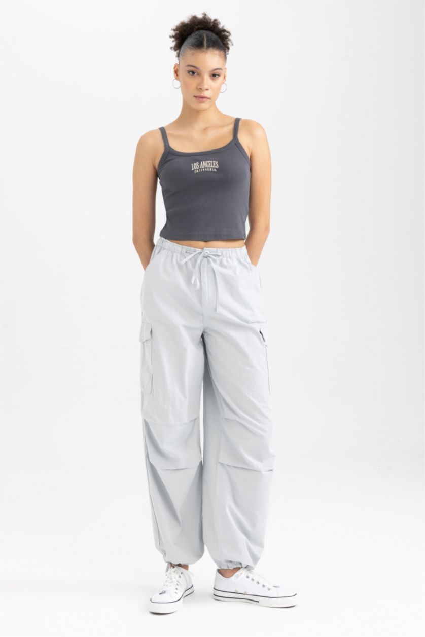 WOMAN Anthracite Cool Fitted Ribbed Camisole Crop Top