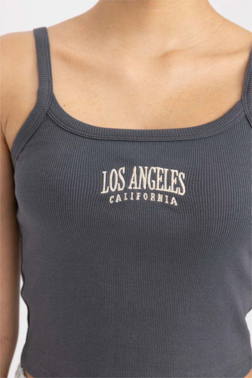 WOMAN Anthracite Cool Fitted Ribbed Camisole Crop Top