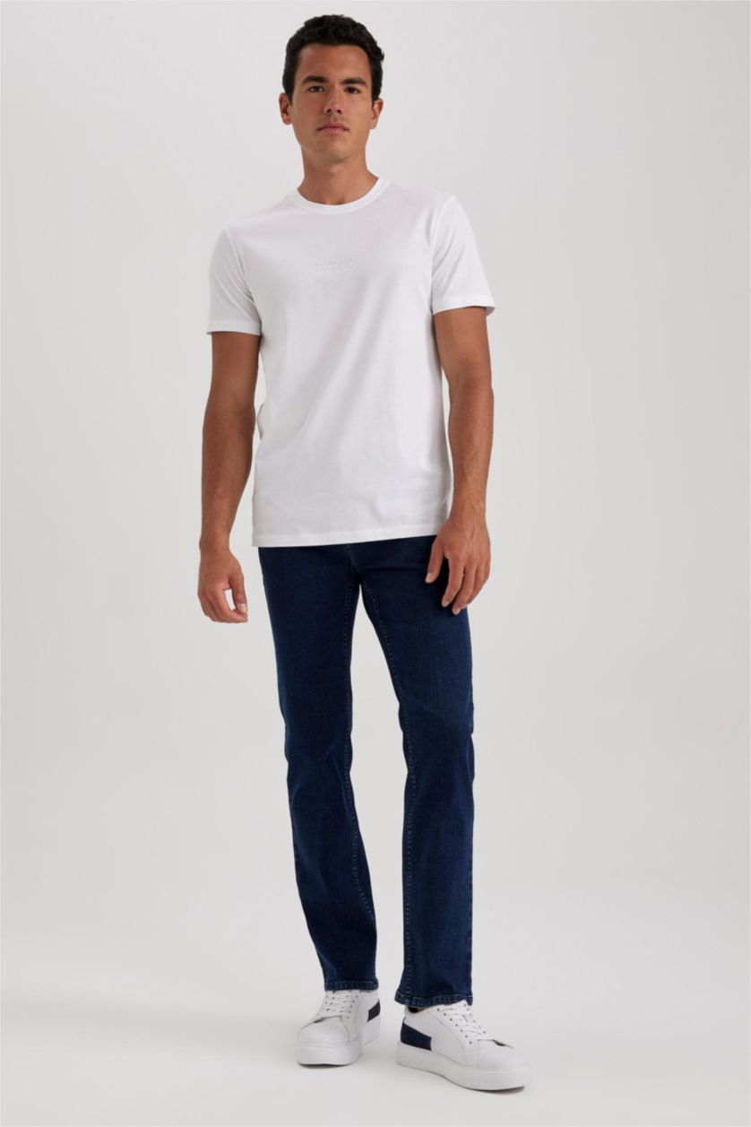 MAN White Slim Fit Crew Neck Printed Short Sleeve T-Shirt