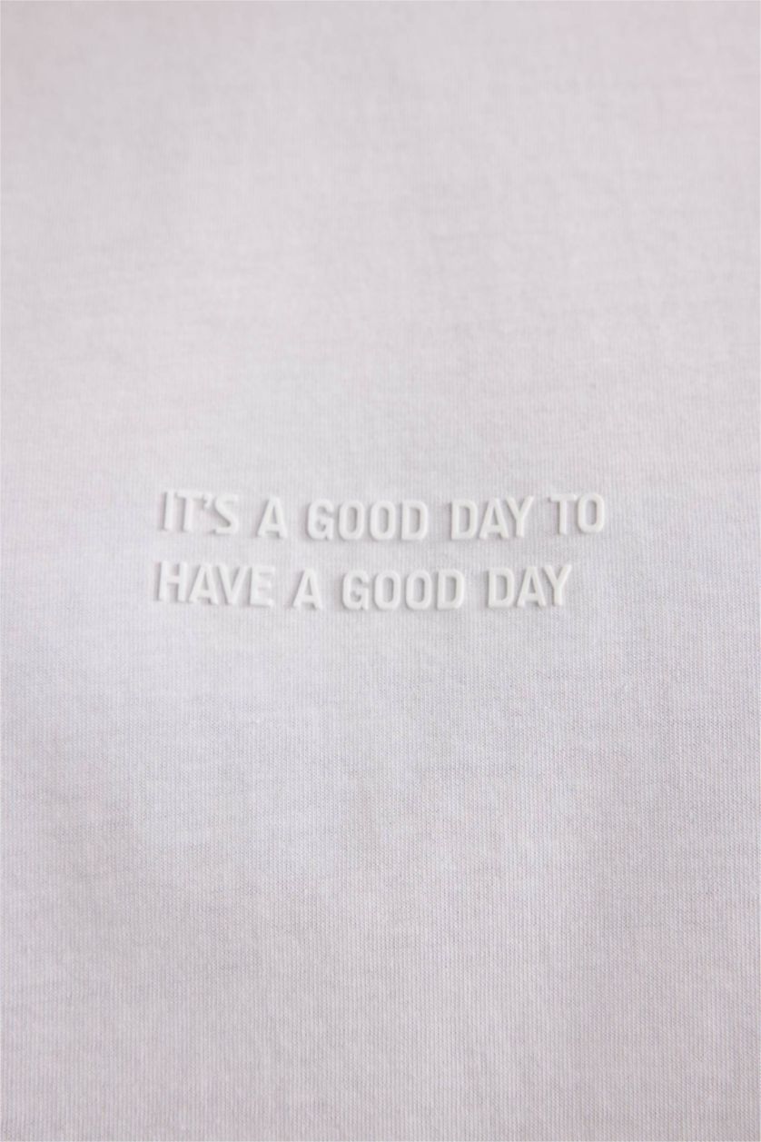 MAN White Slim Fit Crew Neck Printed Short Sleeve T-Shirt