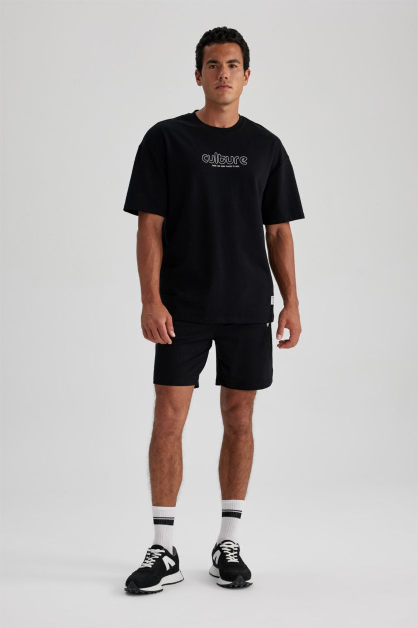 Erkek Siyah Comfort Fıt Kısa Kollu Tişört