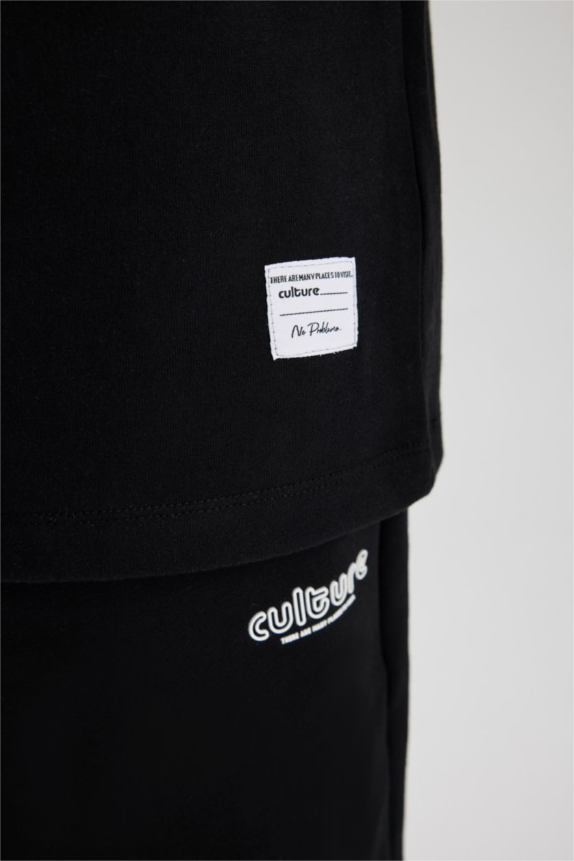 Erkek Siyah Comfort Fıt Kısa Kollu Tişört