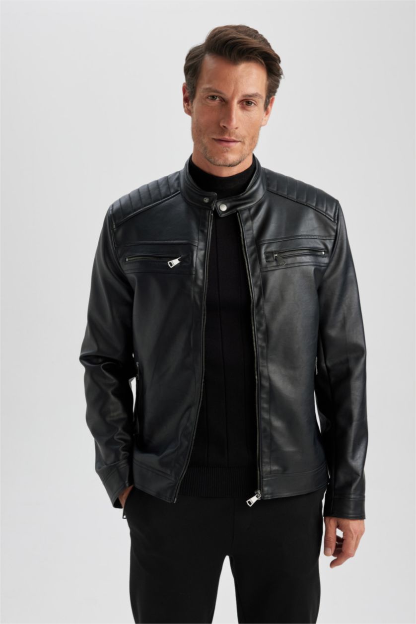 MAN Black Faux Leather Jacket