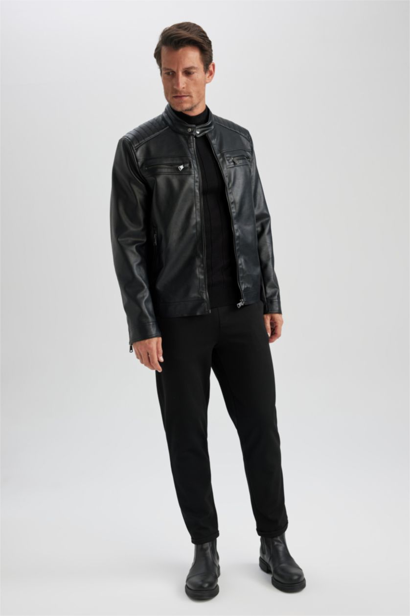 MAN Black Faux Leather Jacket