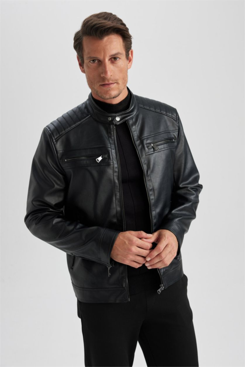 MAN Black Faux Leather Jacket