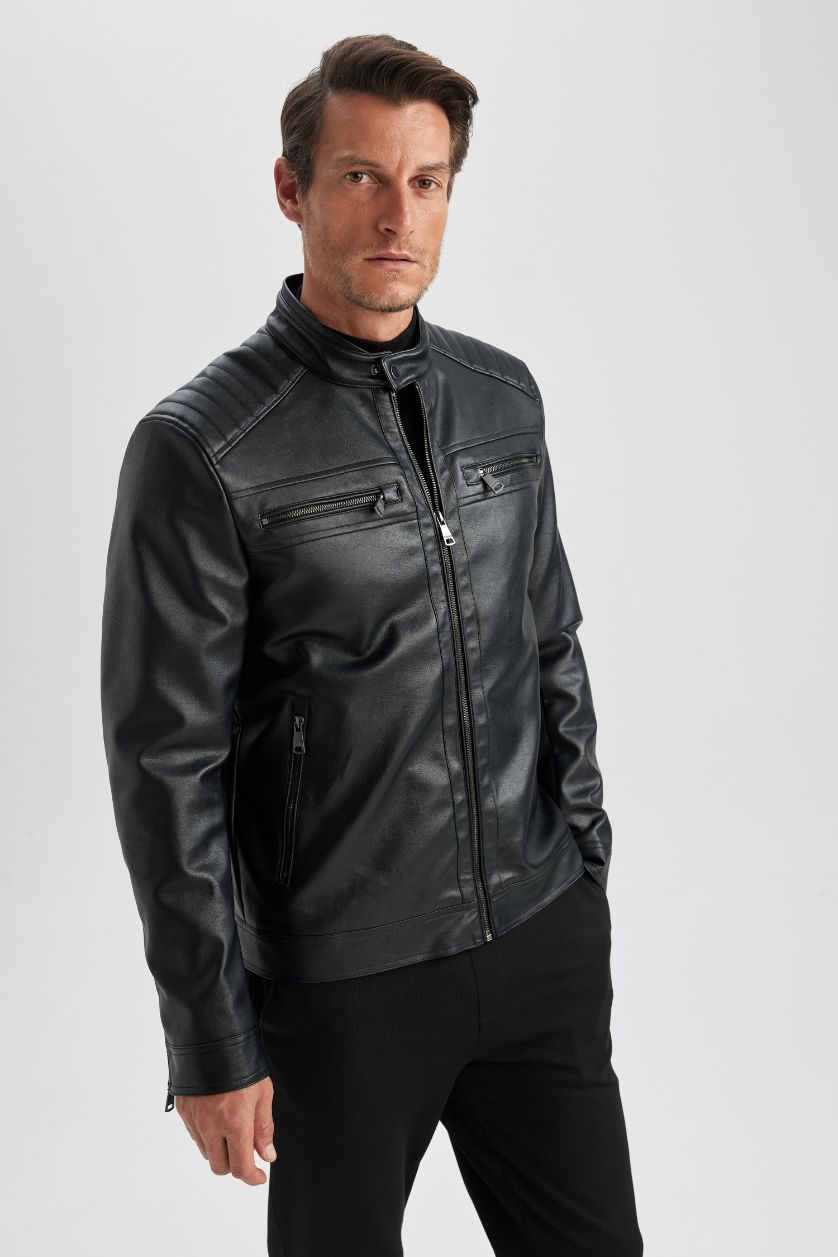 MAN Black Faux Leather Jacket