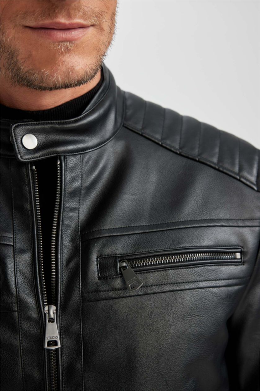 MAN Black Faux Leather Jacket