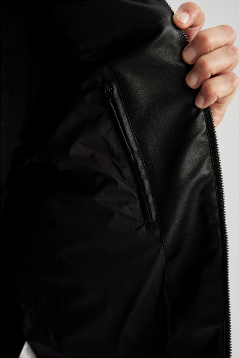 MAN Black Faux Leather Jacket