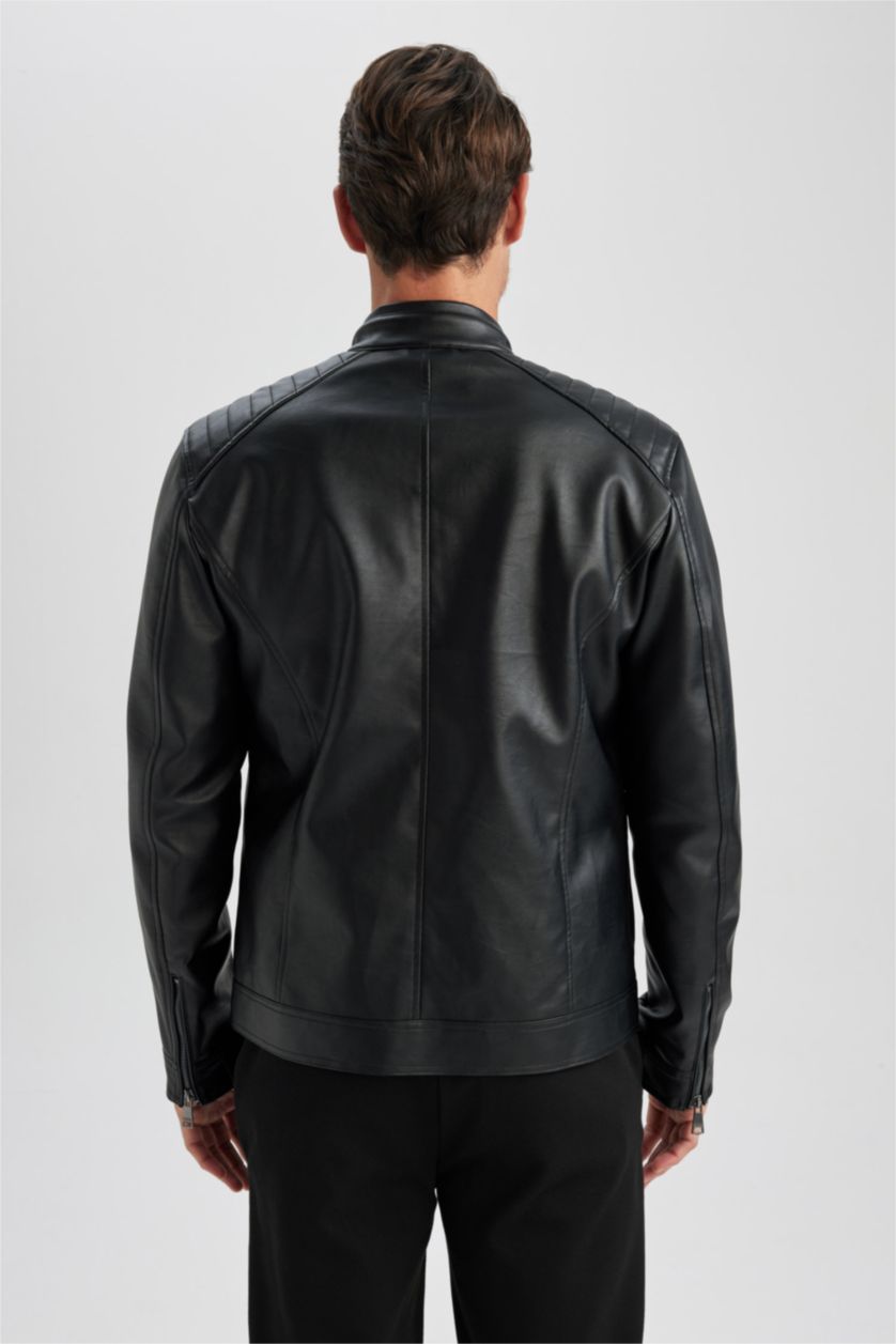 MAN Black Faux Leather Jacket