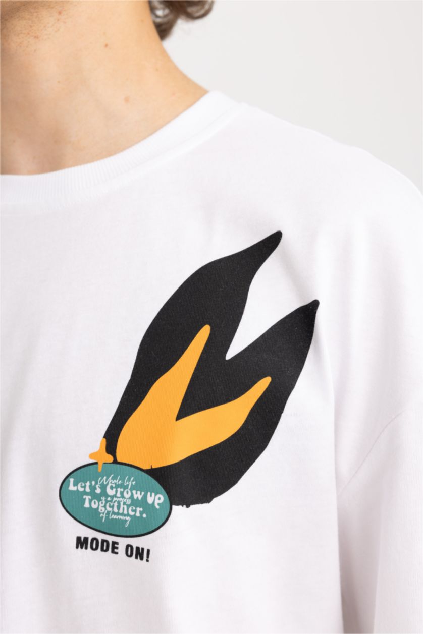 MAN White Comfort Fit Crew Neck Printed Short Sleeve T-Shirt