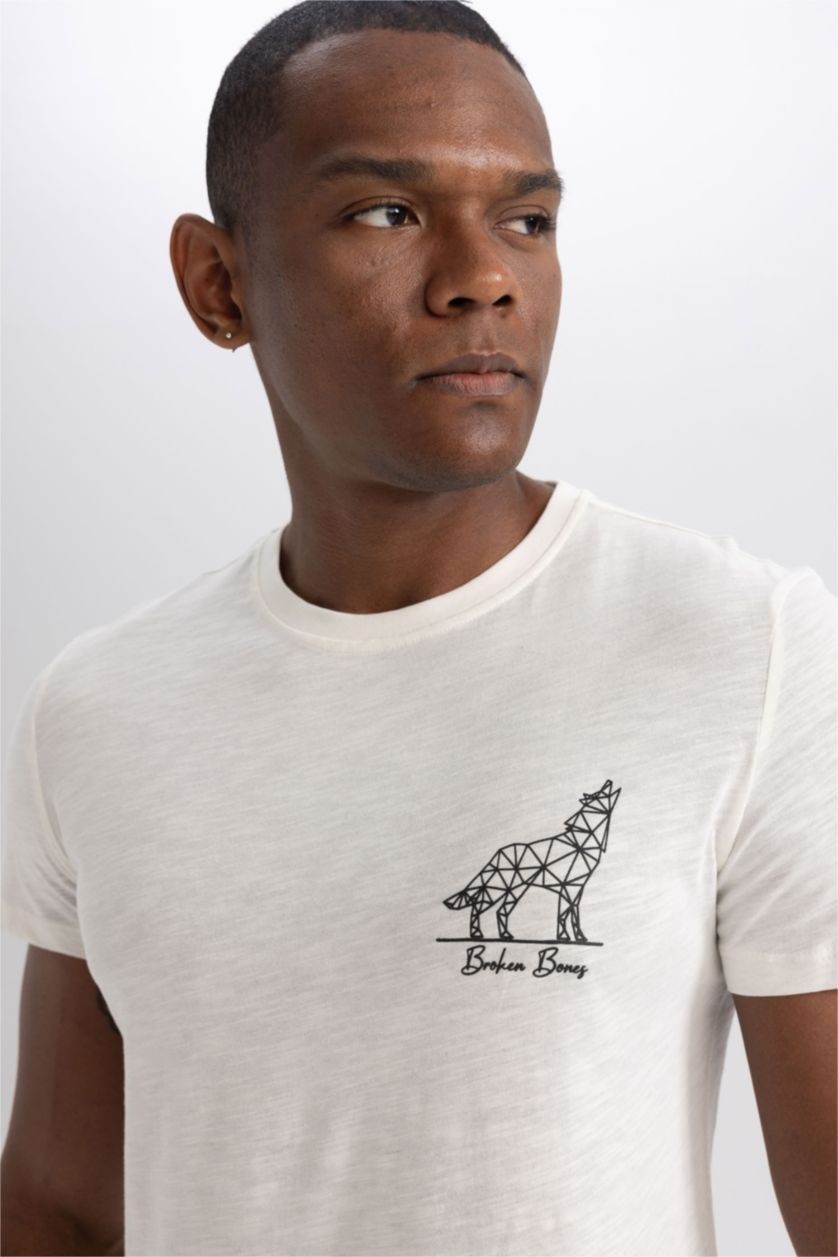 رجال بيج فاتح Slim Fit Short Sleeve T-Shirt