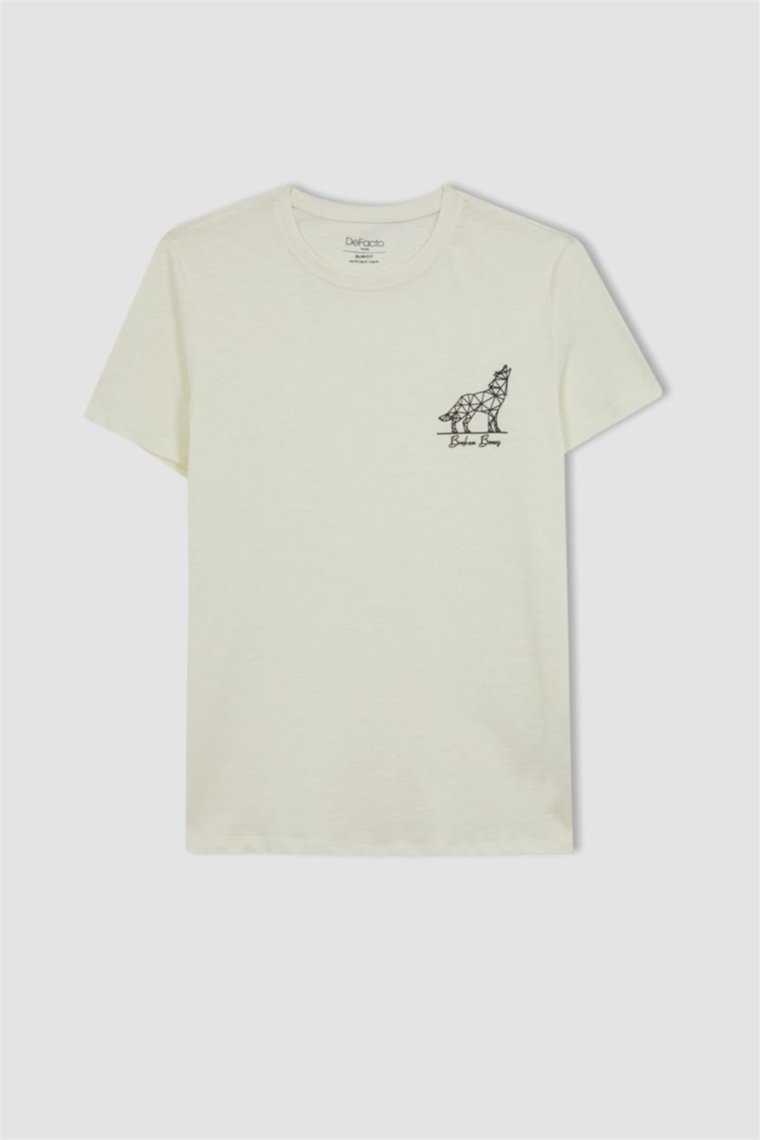 رجال بيج فاتح Slim Fit Short Sleeve T-Shirt