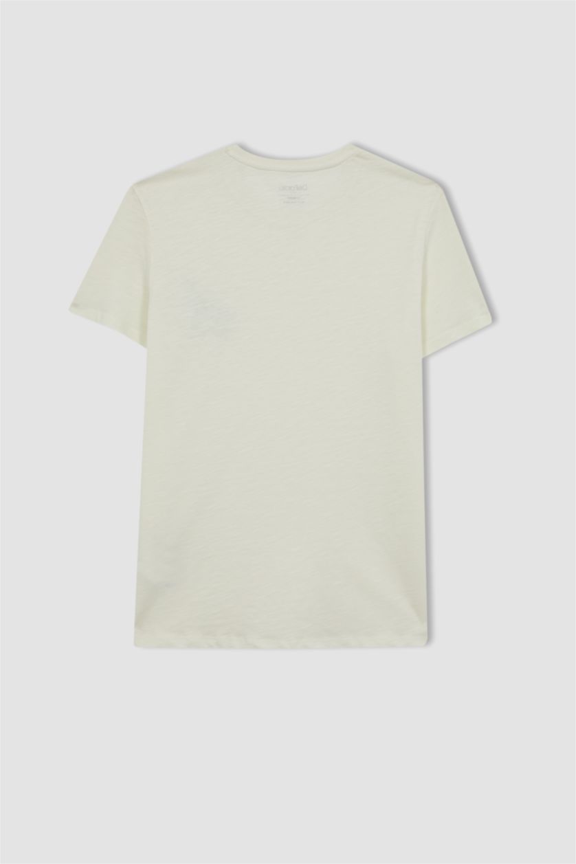 رجال بيج فاتح Slim Fit Short Sleeve T-Shirt