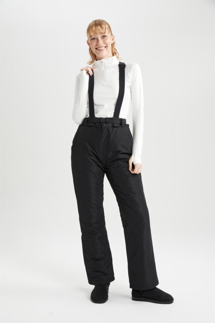 WOMAN Black Regular Fit Strappy Ski Trousers