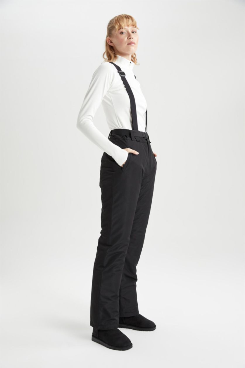 WOMAN Black Regular Fit Strappy Ski Trousers