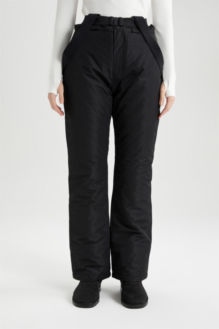 WOMAN Black Regular Fit Strappy Ski Trousers