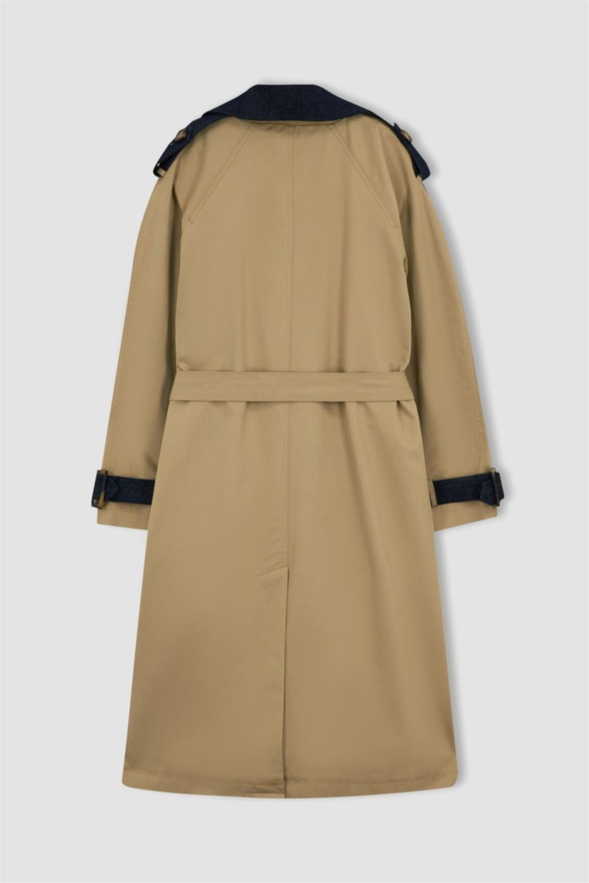 Kadın Camel Sorbe X DeFacto Oversize Kemerli Trençkot