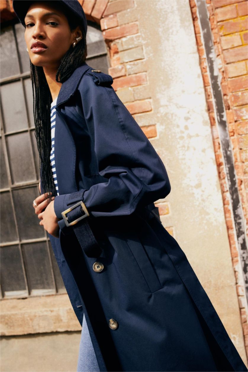 Kadın Lacivert Sorbe X DeFacto Oversize Trençkot