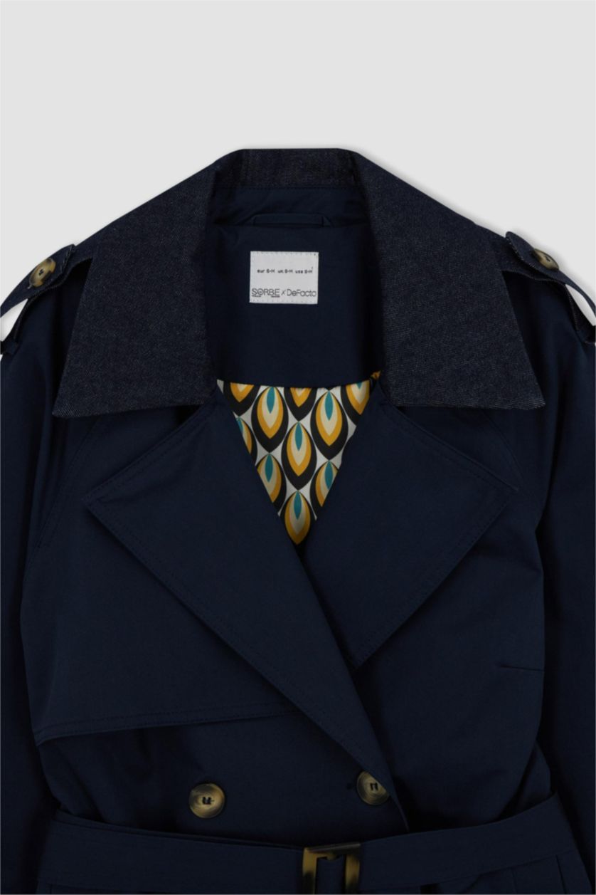 Kadın Lacivert Sorbe X DeFacto Oversize Trençkot