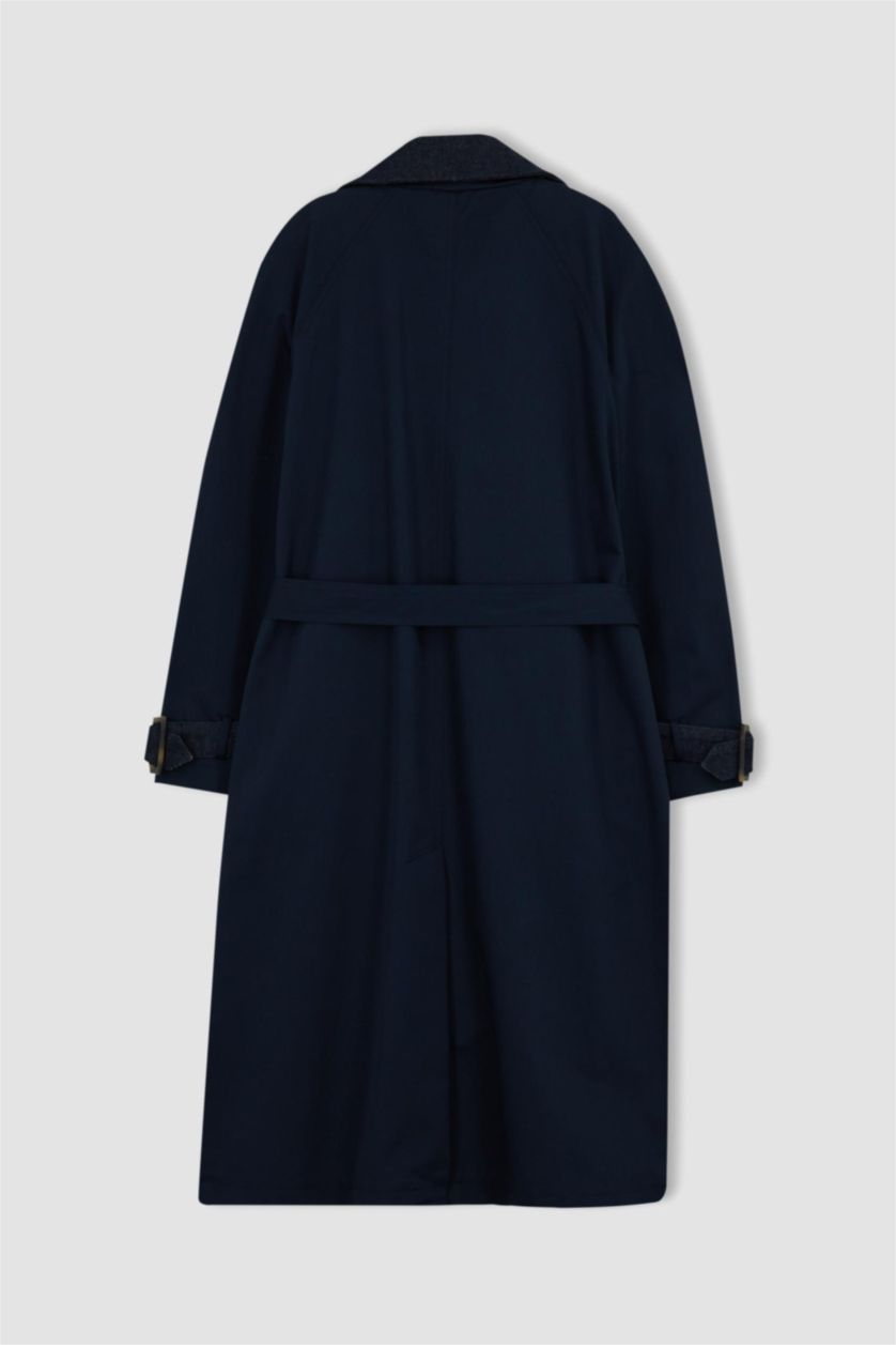 Kadın Lacivert Sorbe X DeFacto Oversize Trençkot