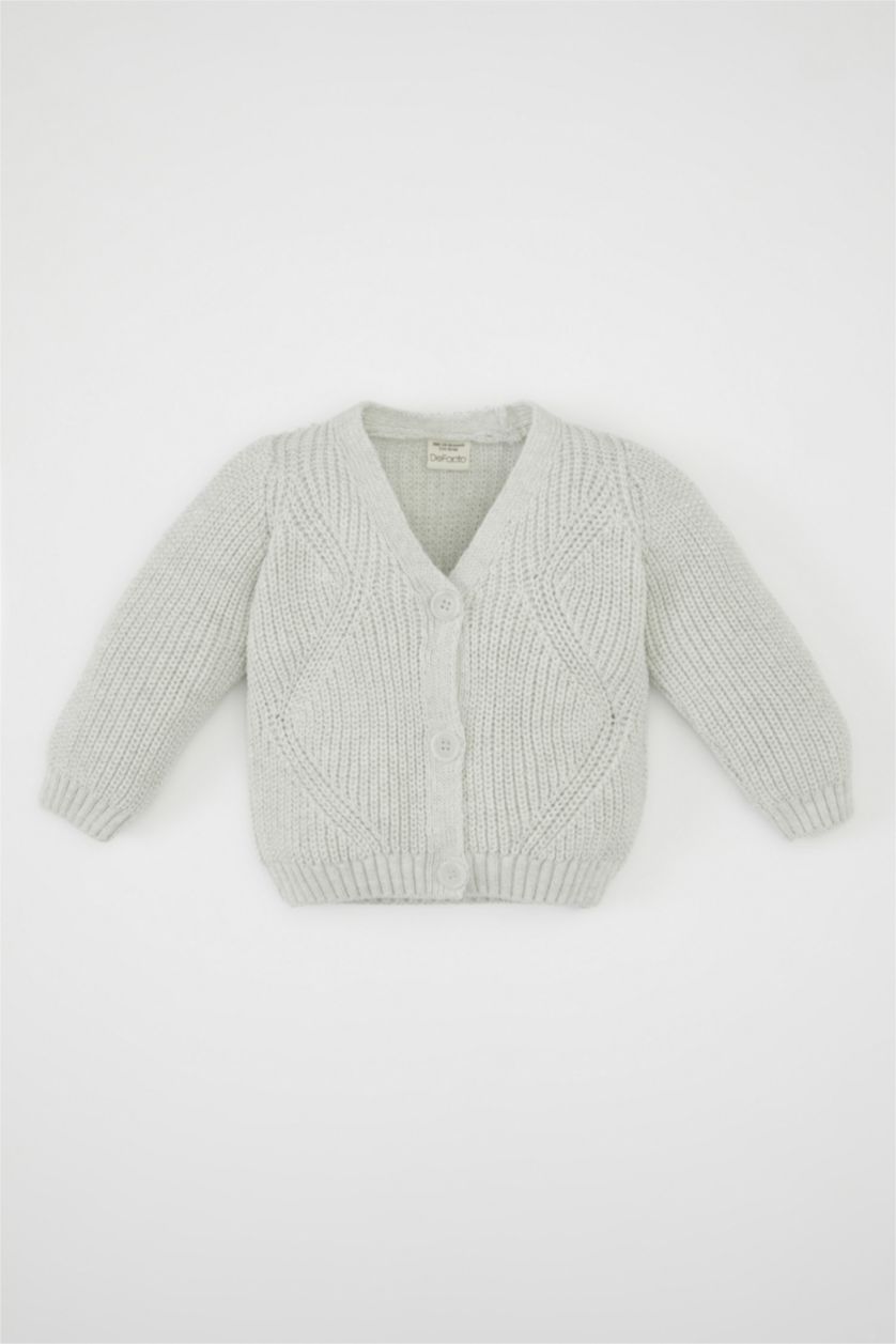 BÉBÉ FILLE Gris Clair Cardigan en tricot à boutons pour bébé Fille