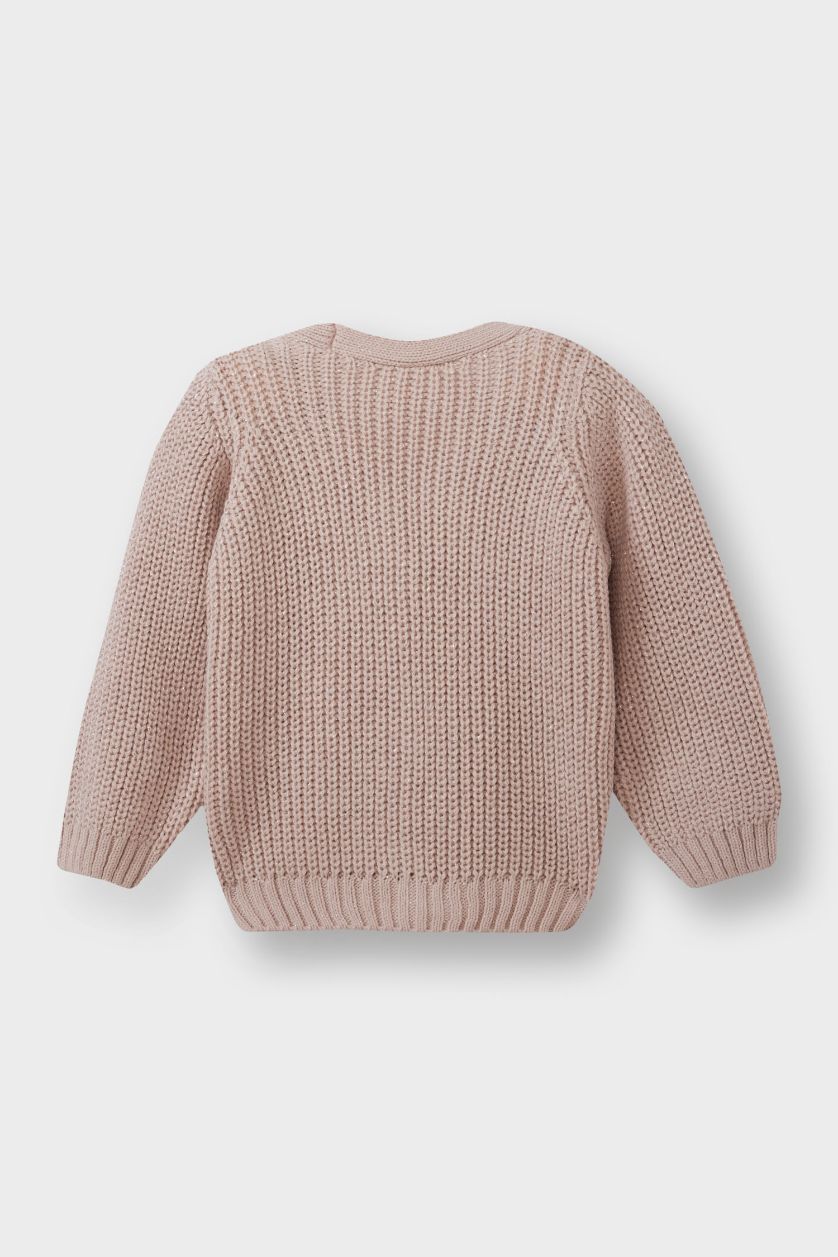 طفلة صغيرة وردي جاكيت صوف بيبي بناتي قصة عادية بياخة V