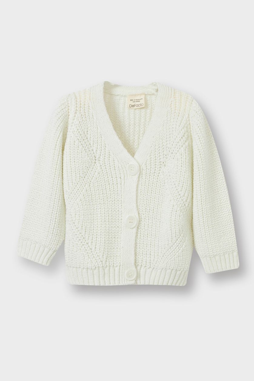 طفلة صغيرة بيج فاتح جاكيت صوف بيبي بناتي قصة عادية بياخة V