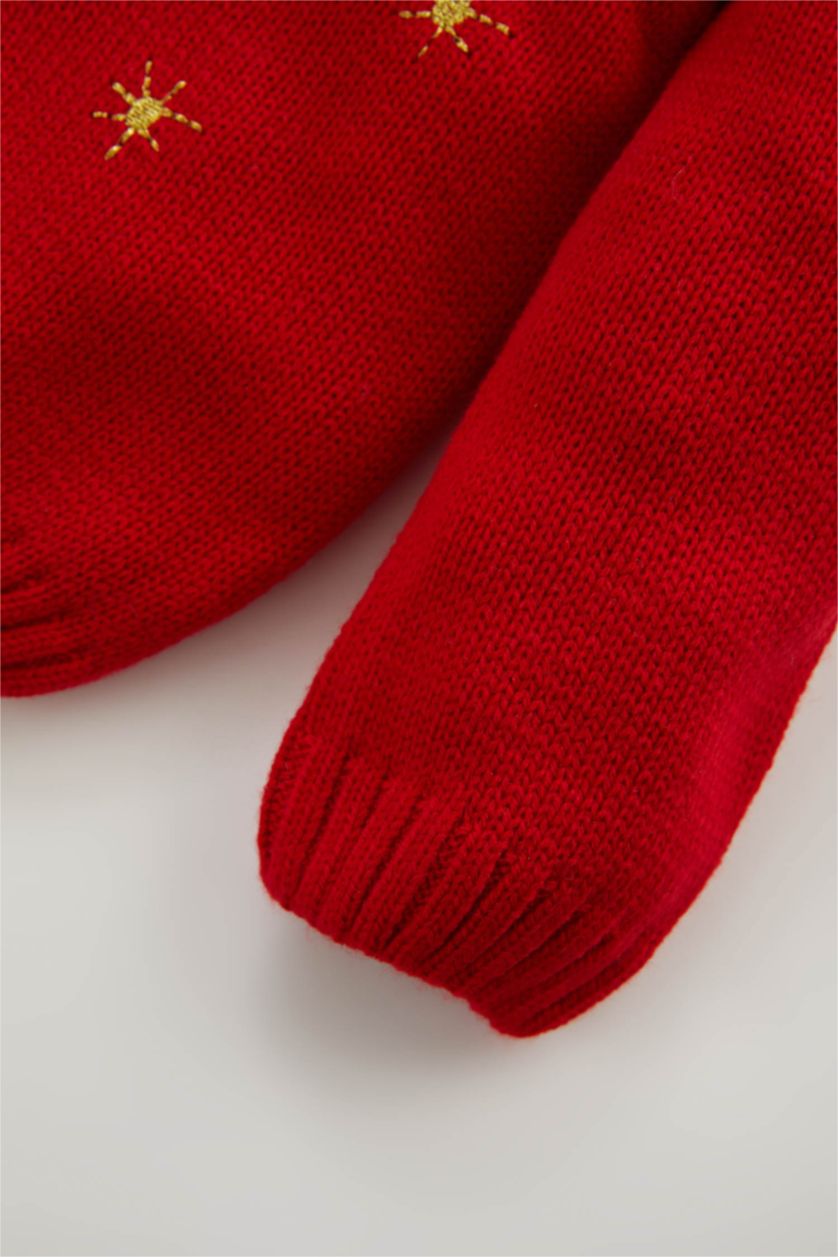 طفلة صغيرة أحمر بلوفر بناتي قصة عادية برقبة مستديرة