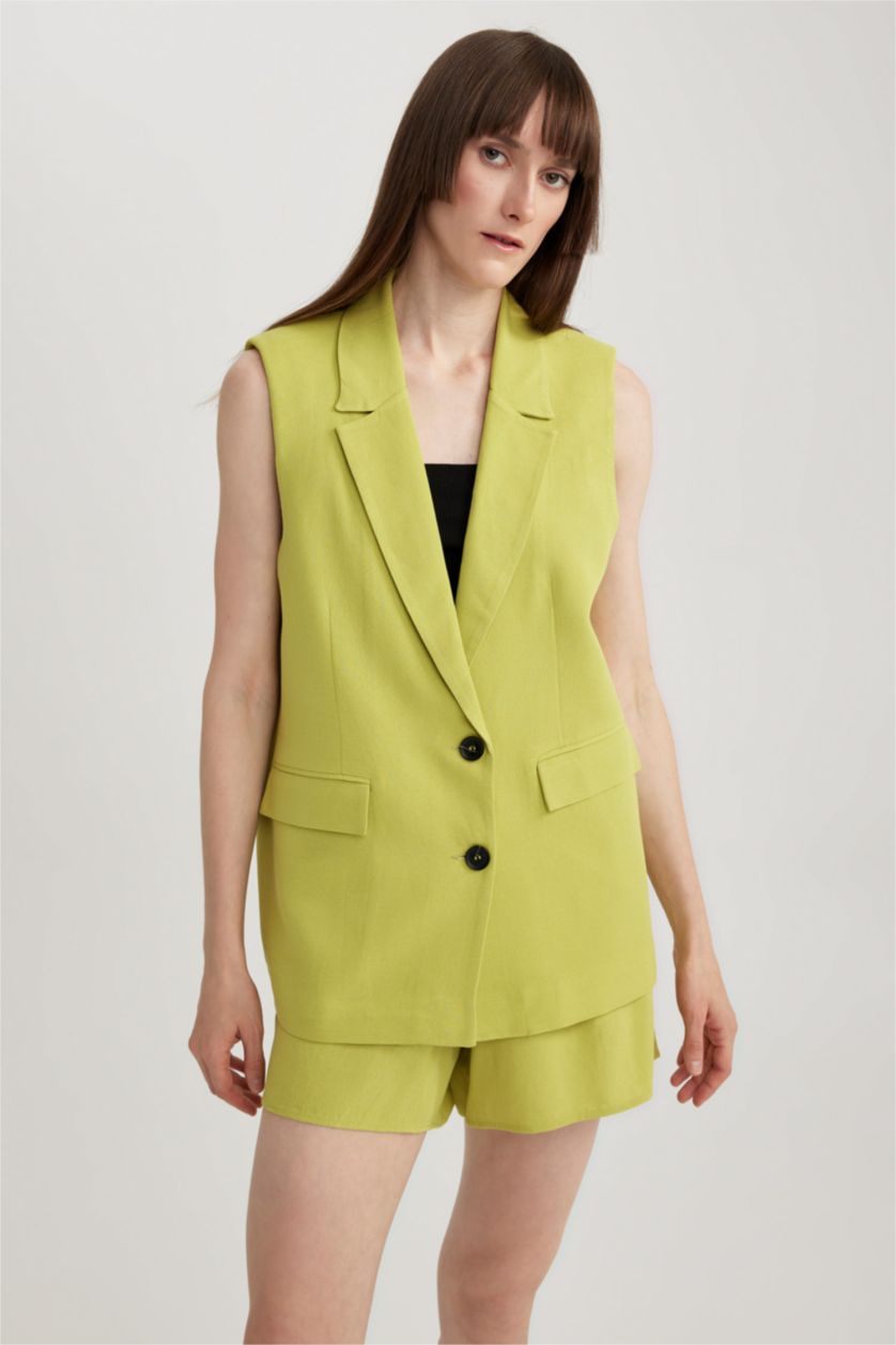 نساء أخضر جيلي كتان قصة عادية