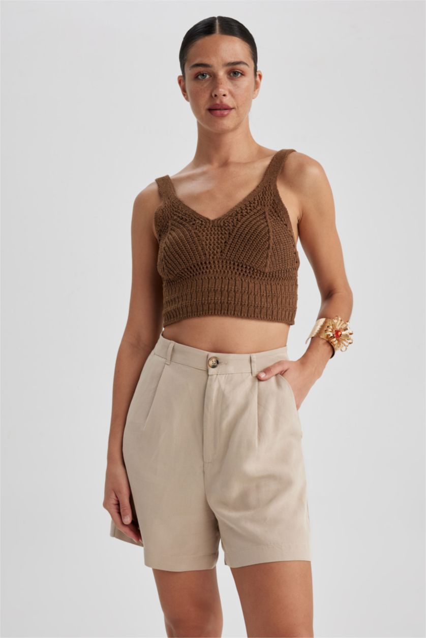 WOMAN Beige Linen Blended