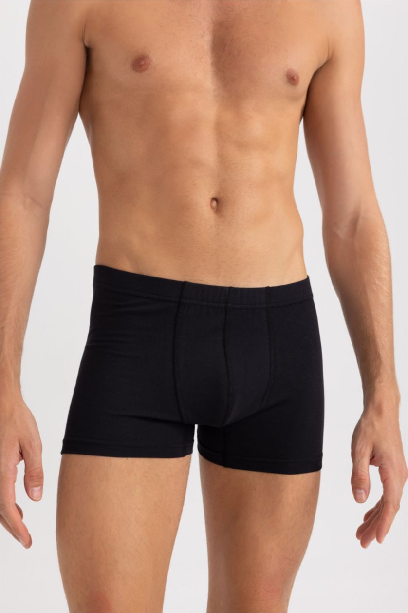 Erkek Siyah Regular Fit Beli Pamuklu Lastikli 2'li Boxer