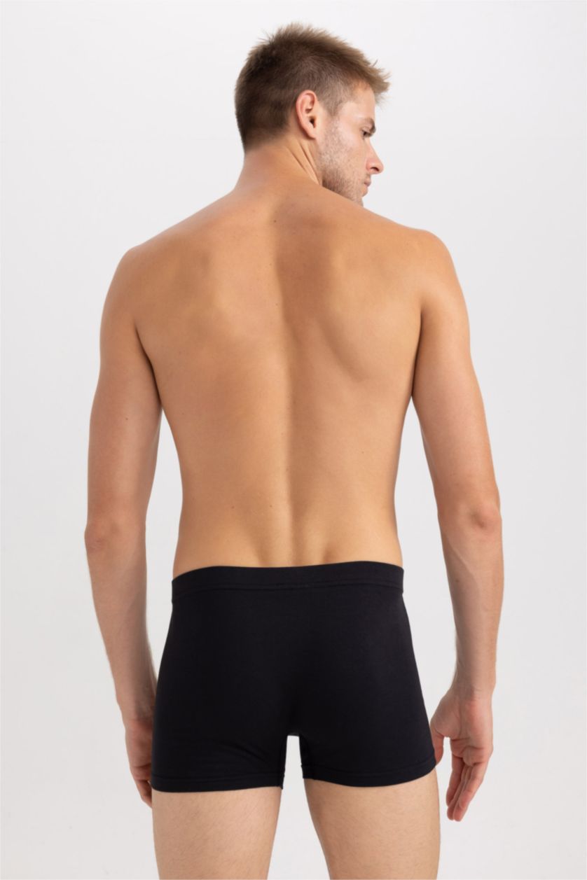 Erkek Siyah Regular Fit Beli Pamuklu Lastikli 2'li Boxer
