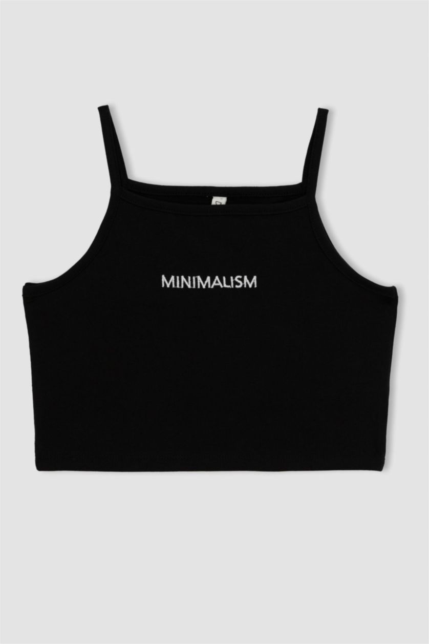 بنات أسود فانيلة كروب بدون كم بياقة هالتر