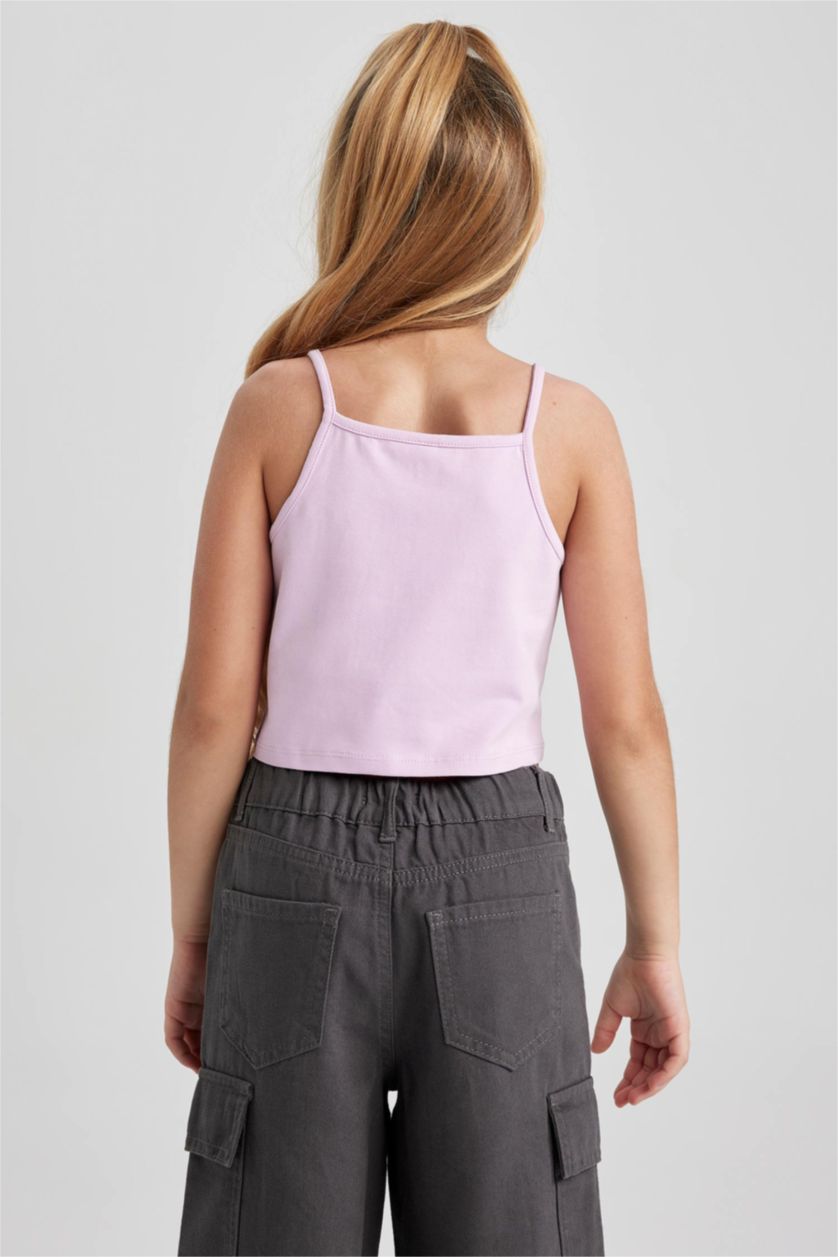 بنات أرجواني فانيلة كروب بدون أكمام بياقة مستديرة