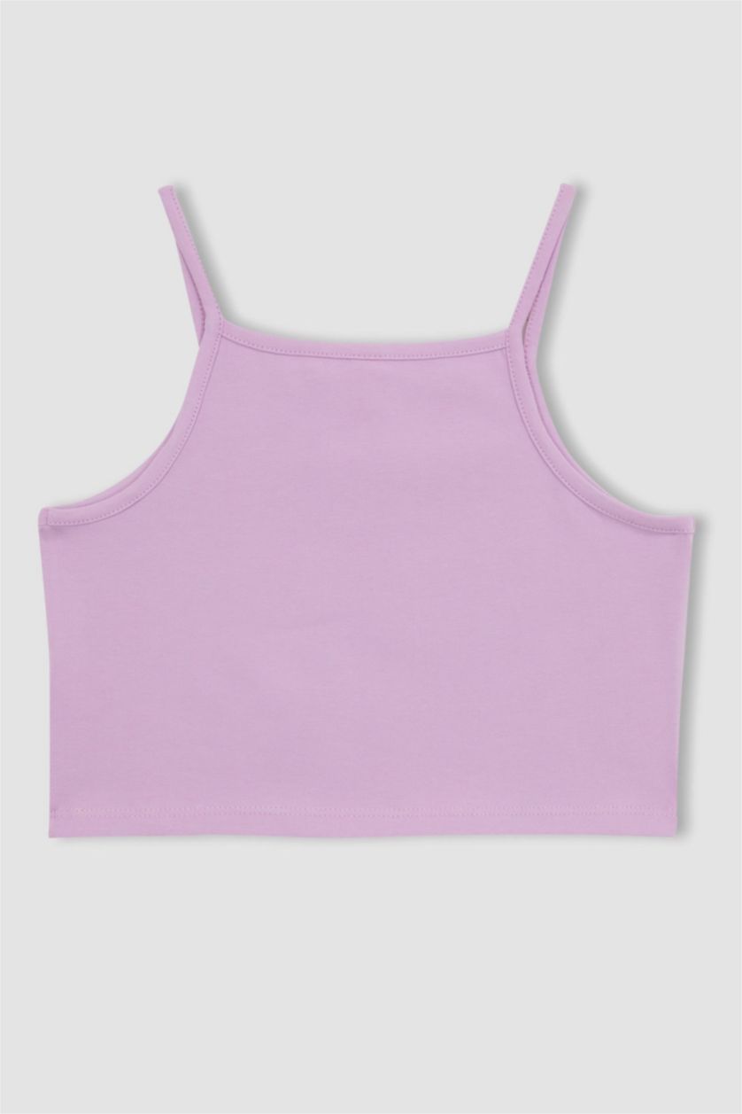 بنات أرجواني فانيلة كروب بدون أكمام بياقة مستديرة