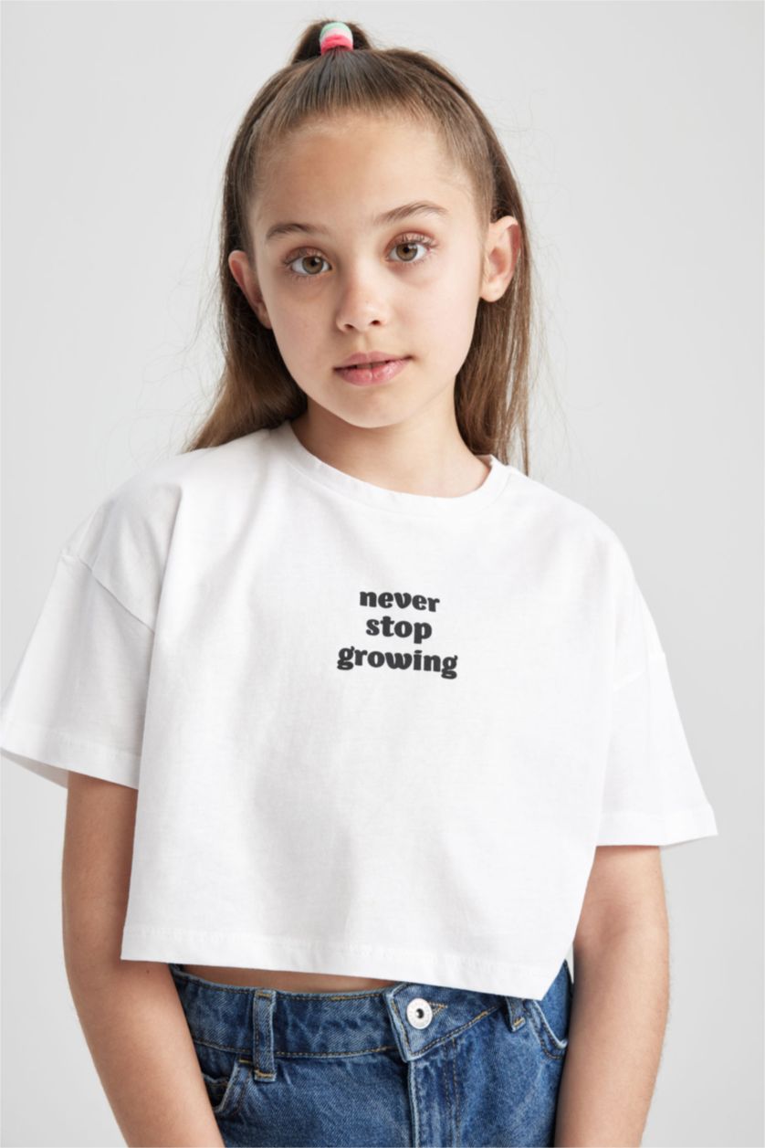 GIRLS & TEENS White Girl Crop Short Sleeve T-Shirt