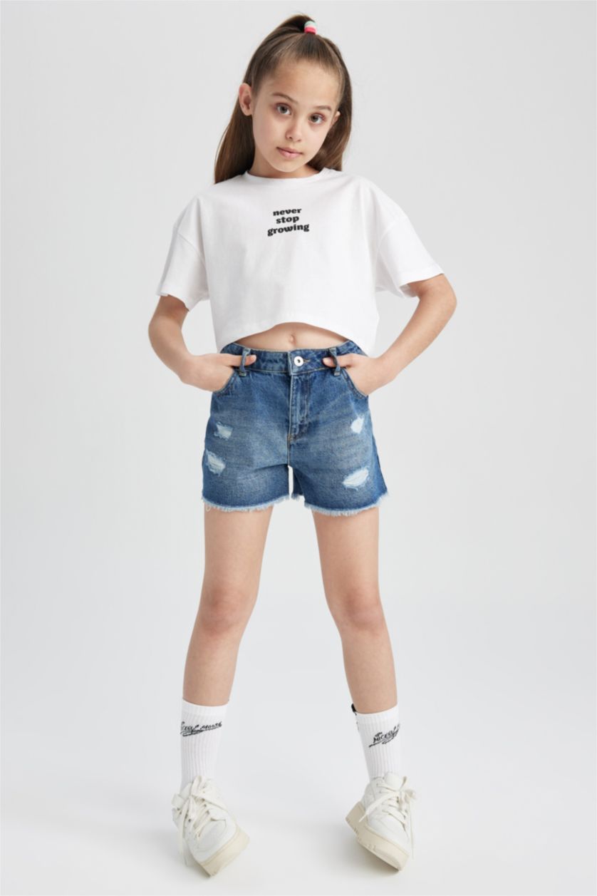 GIRLS & TEENS White Girl Crop Short Sleeve T-Shirt