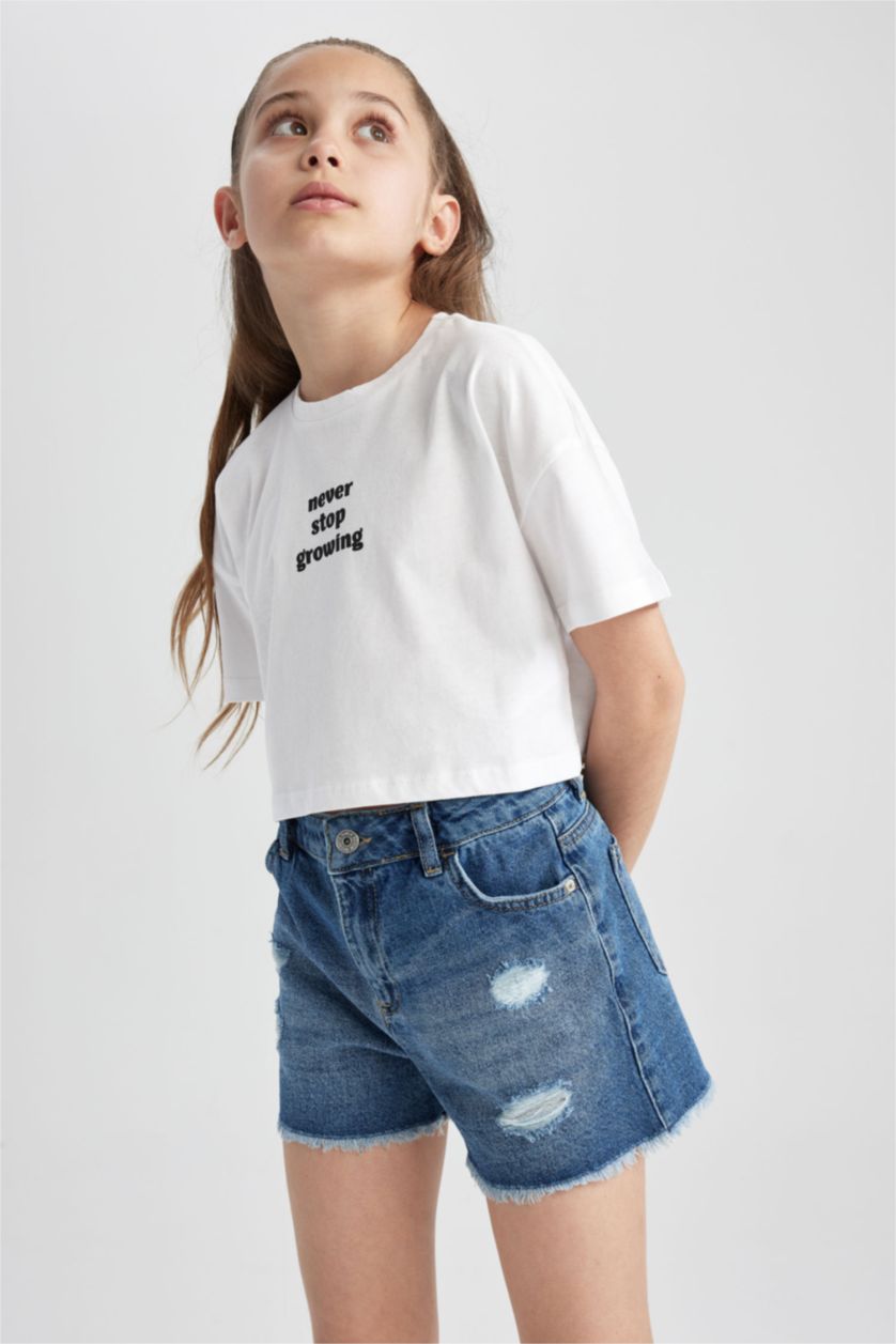 GIRLS & TEENS White Girl Crop Short Sleeve T-Shirt