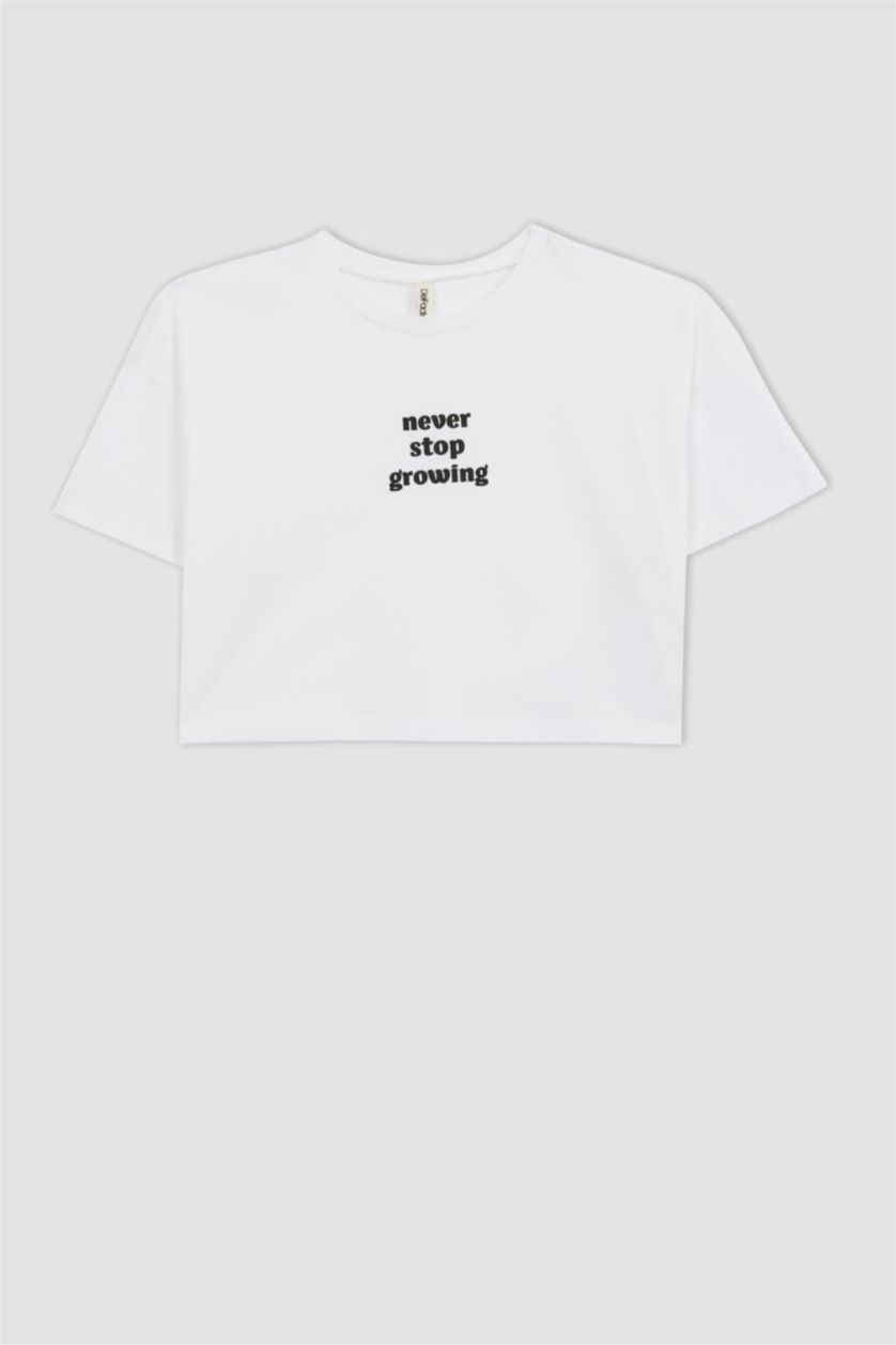 GIRLS & TEENS White Girl Crop Short Sleeve T-Shirt