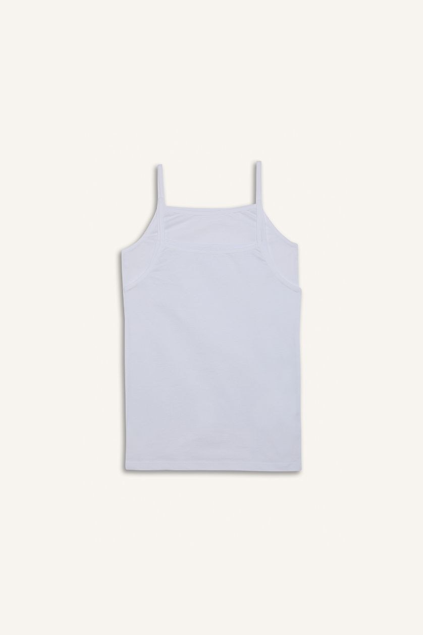 بناتي أبيض أندر شيرت بناتي قصة عادية - قطعتين